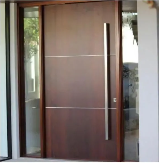 Puerta exterior, roble miel, hoja de madera, acristalado y laterales a pedido (EX-009)