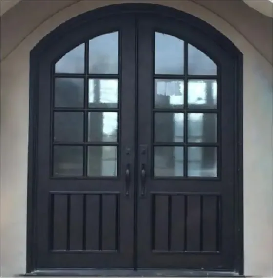 Puerta exterior, grafito, hoja de madera, acristalado y laterales a pedido (EX-015)