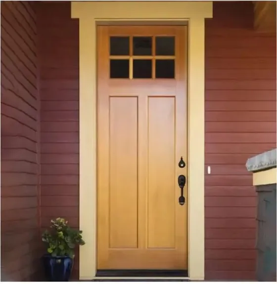 Puerta exterior, roble claro, hoja de madera, acristalado y laterales a pedido (EX-026)