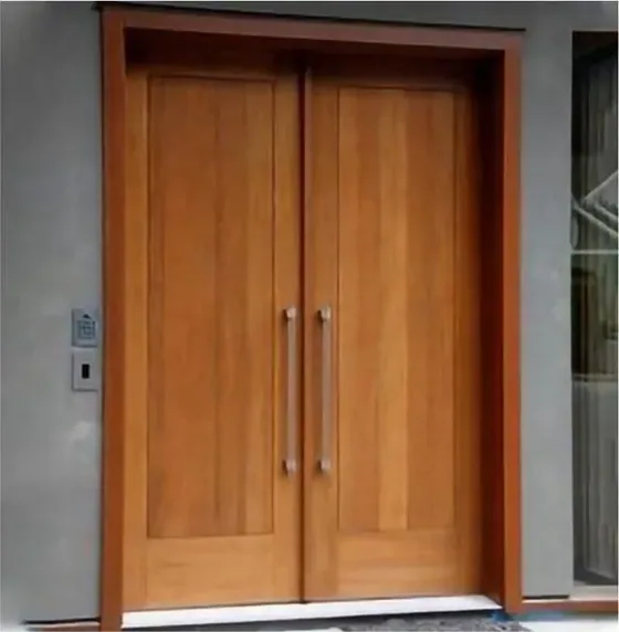 Puerta exterior, roble miel, hoja de madera, acristalado y laterales a pedido (EX-045)