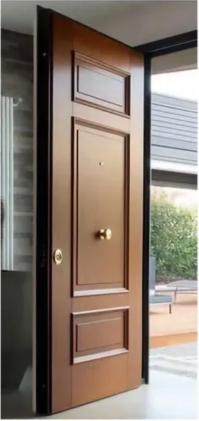 Puerta exterior, roble miel, hoja de madera, acristalado y laterales a pedido (EX-057)