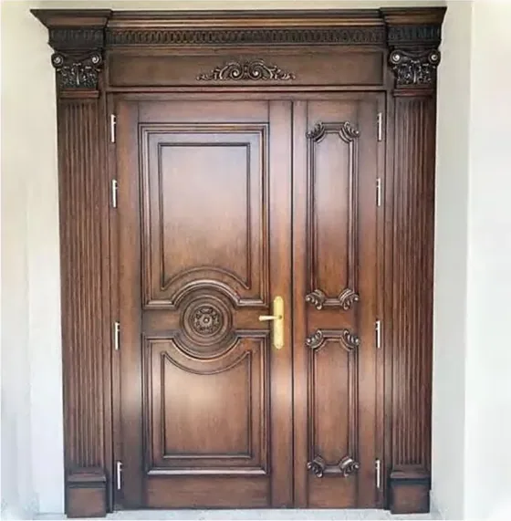 Puerta exterior, roble claro, hoja de madera, acristalado y laterales a pedido (EX-076)