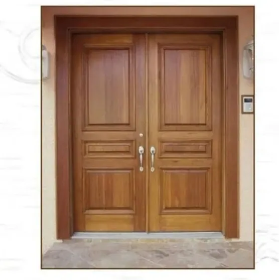 Puerta exterior, roble miel, hoja de madera, acristalado y laterales a pedido (EX-096)