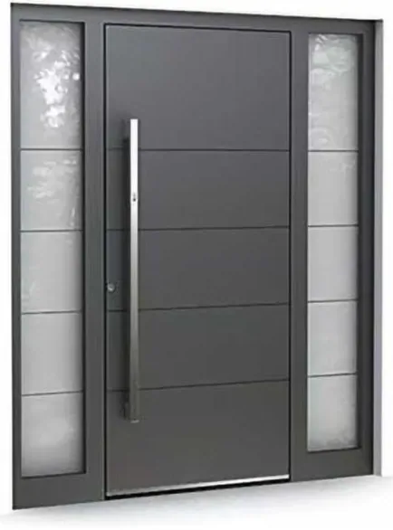 Puerta exterior, grafito, hoja de madera, acristalado y laterales a pedido (EX-106)