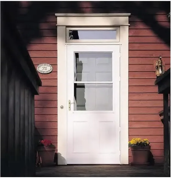 Puerta exterior, roble claro, hoja de madera, acristalado y laterales a pedido (EX-117)