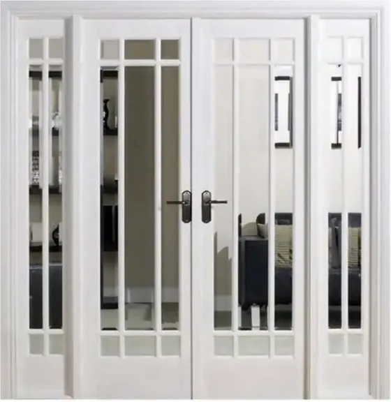 Puerta plegable, gris, sistema plegable acristalado, marco de madera o aluminio (FD-004)