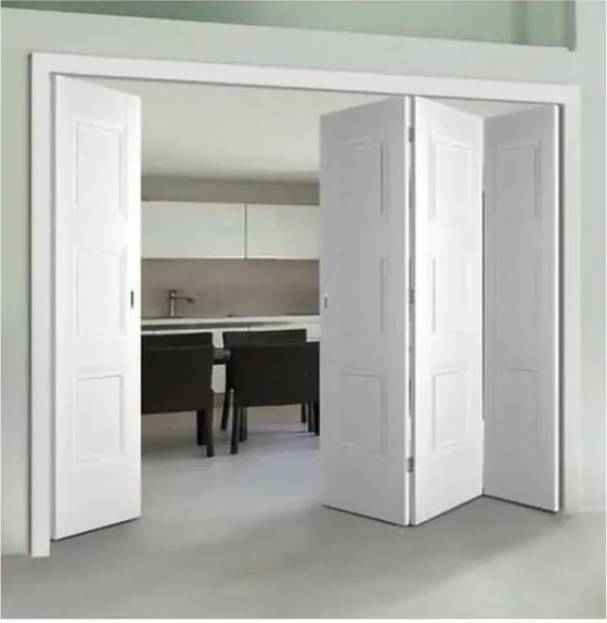 Puerta plegable, gris, sistema plegable acristalado, marco de madera o aluminio (FD-009)
