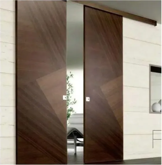 Puerta plegable, roble miel, sistema plegable acristalado, marco de madera o aluminio (FD-021)