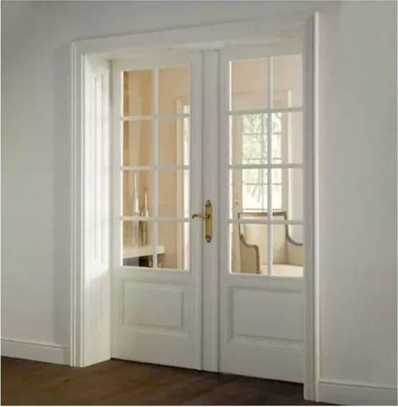 Puerta francesa, roble claro, hoja de madera acristalada, simple o doble (FR-002)