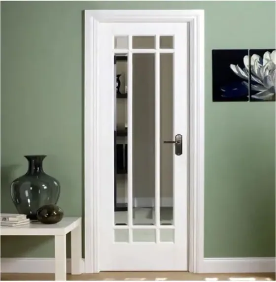 Puerta francesa, gris, hoja de madera acristalada, simple o doble (FR-008)