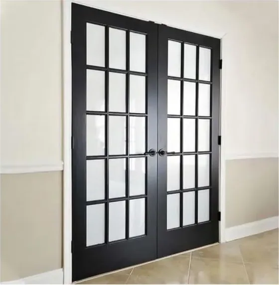 Puerta francesa, roble claro, hoja de madera acristalada, simple o doble (FR-014)