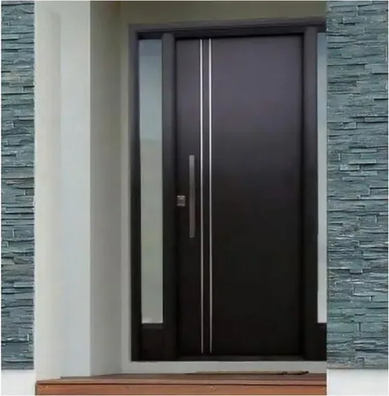 Puerta de seguridad de acero, grafito, hoja de acero, acabado con pintura en polvo (SS-013)