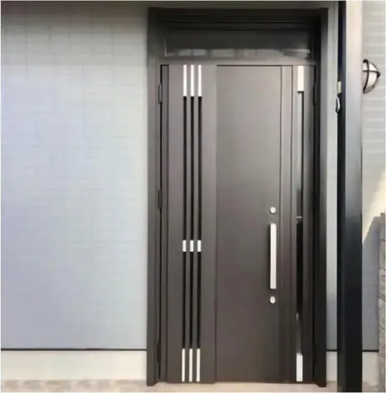 Puerta de seguridad de acero, gris, hoja de acero, acabado con pintura en polvo (SS-015)