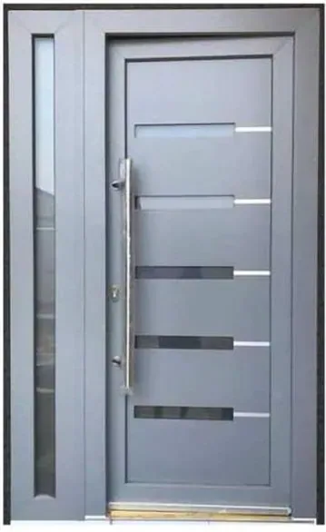 Puerta de seguridad de acero, gris, hoja de acero, acabado con pintura en polvo (SS-020)