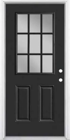 Puerta de seguridad de acero, nogal, hoja de acero, acabado con pintura en polvo (SS-023)