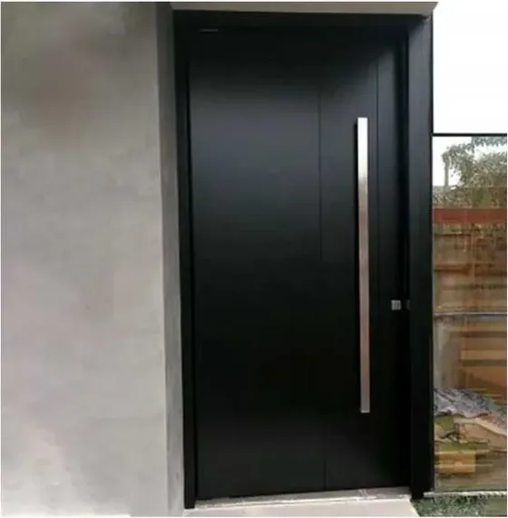 Puerta de seguridad de acero, negra, hoja de acero, acabado con pintura en polvo (SS-026)