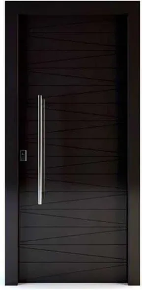 Puerta de seguridad de acero, negra, hoja de acero, acabado con pintura en polvo (SS-031)