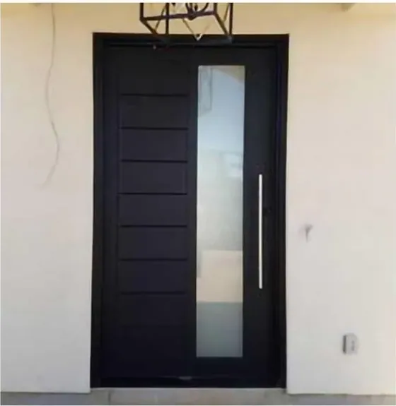 Puerta de seguridad de acero, grafito, hoja de acero, acabado con pintura en polvo (SS-044)