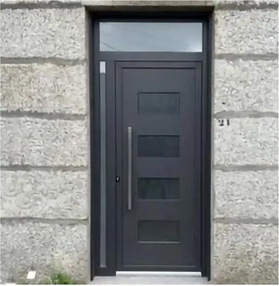Puerta de seguridad de acero, grafito, hoja de acero, acabado con pintura en polvo (SS-046)