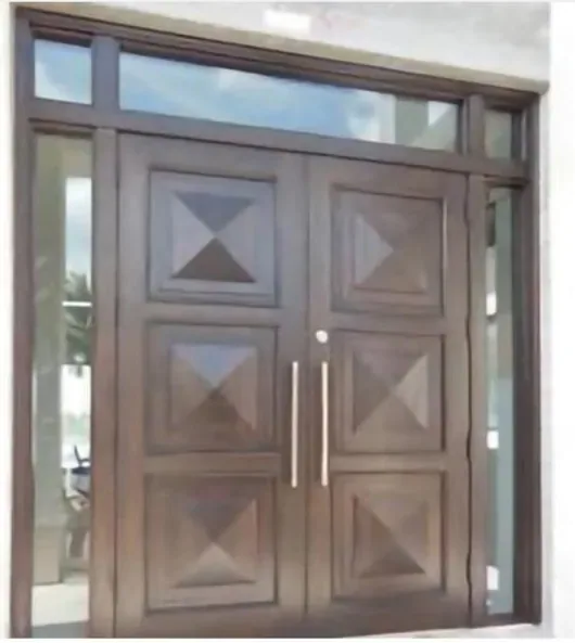 Puerta de seguridad de acero, gris, hoja de acero, acabado con pintura en polvo (SS-048)