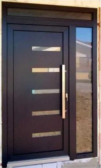 Puerta de seguridad de acero, grafito, hoja de acero, acabado con pintura en polvo (SS-052)