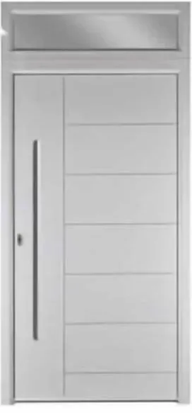 Puerta de seguridad de acero, blanca, hoja de acero, acabado con pintura en polvo (SS-054)