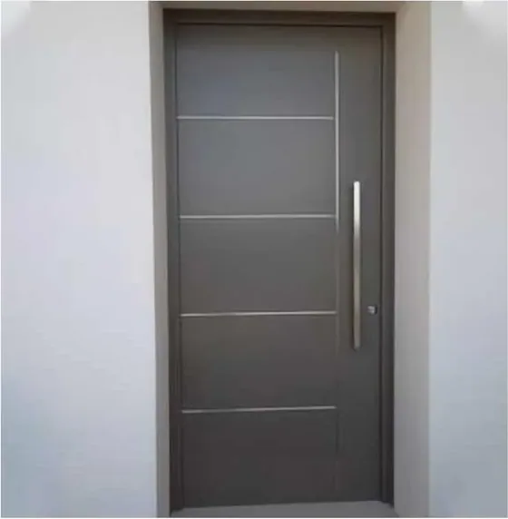 Puerta de seguridad de acero, grafito, hoja de acero, acabado con pintura en polvo (SS-058)