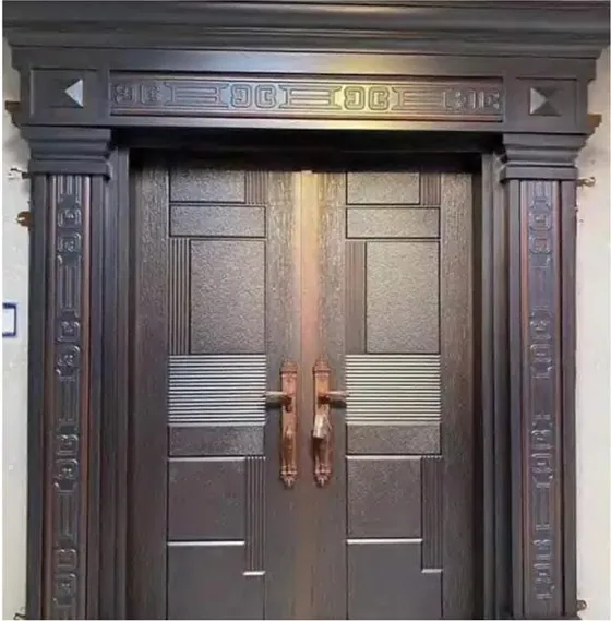 Puerta de seguridad de acero, gris, hoja de acero, acabado con pintura en polvo (SS-063)