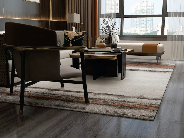 Storm grey oak, laid in the room (SP-05)