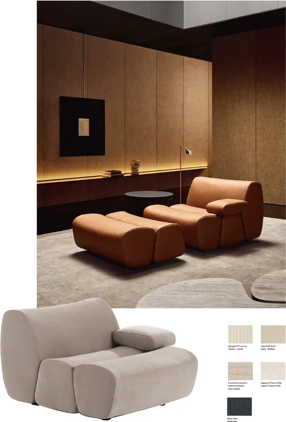 Modular lounge chair, upholstered, timber-framed (SF-05)