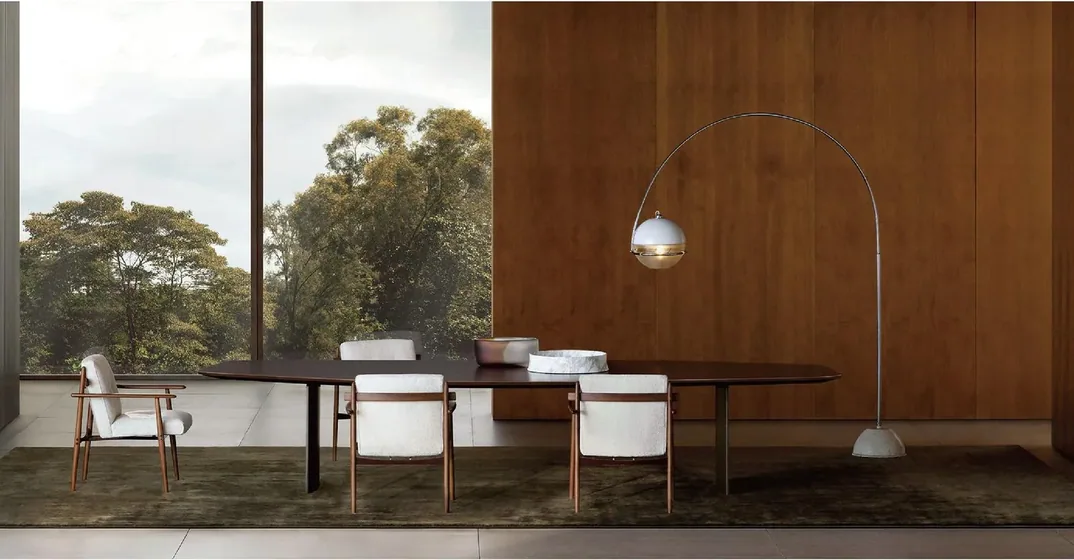 Adrien dining table, timber table, upholstered chairs (DN-01)