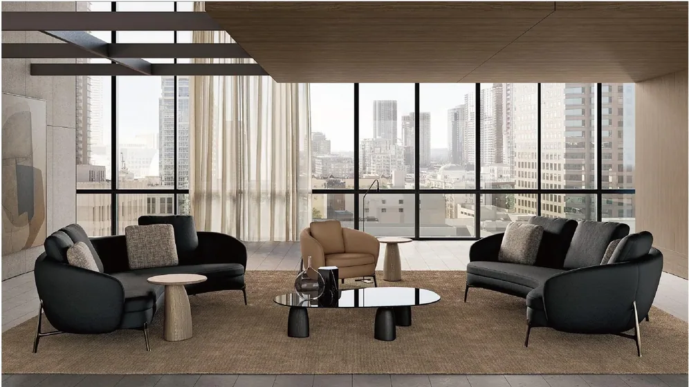 Occasional seating group, armchairs, sofa, marble tables (SF-07)