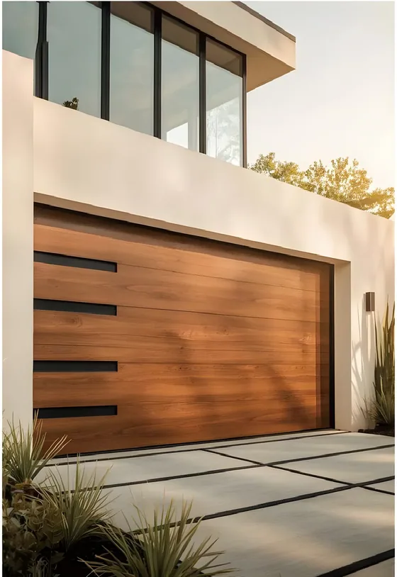 Timber sectional with recessed slots, timber facing, dark reveals (GD-03)
