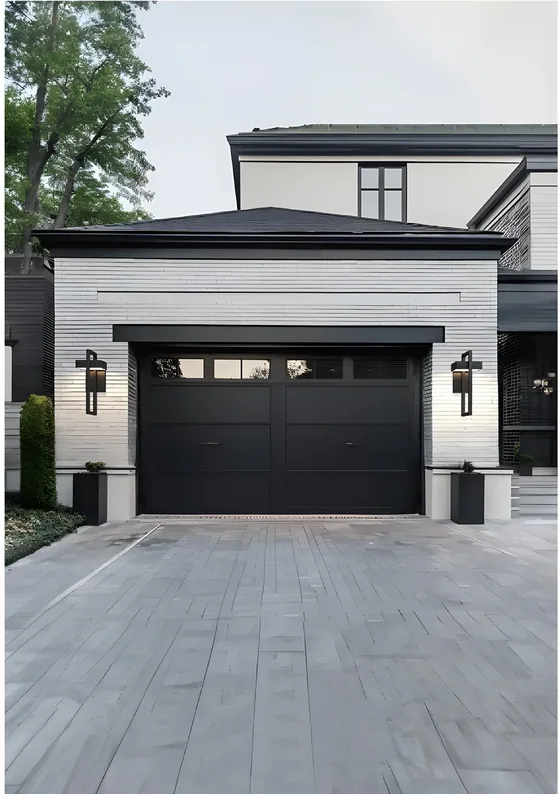 Panelled sectional with glazed top row, painted steel, glazed lights (GD-05)