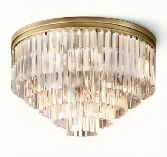 Four-tier crystal chandelier, antique brass, cut crystal (CH-08)