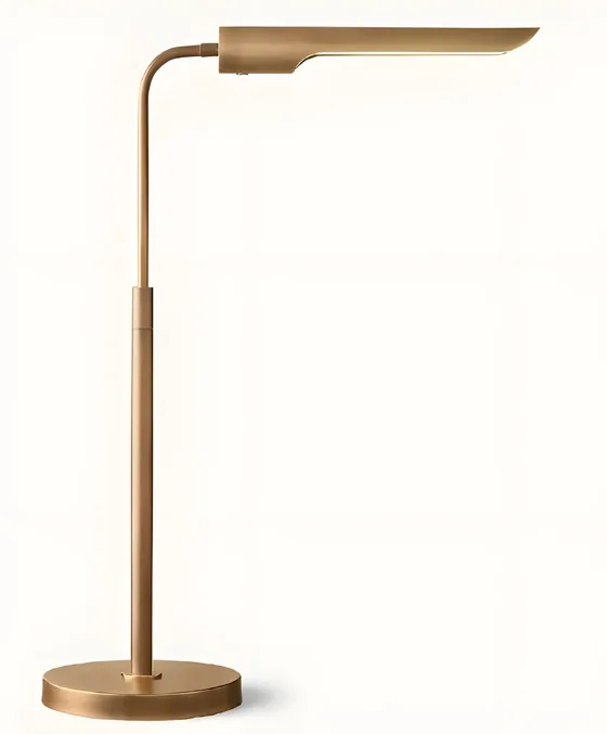 Adjustable task floor lamp, solid brass (FL-09)