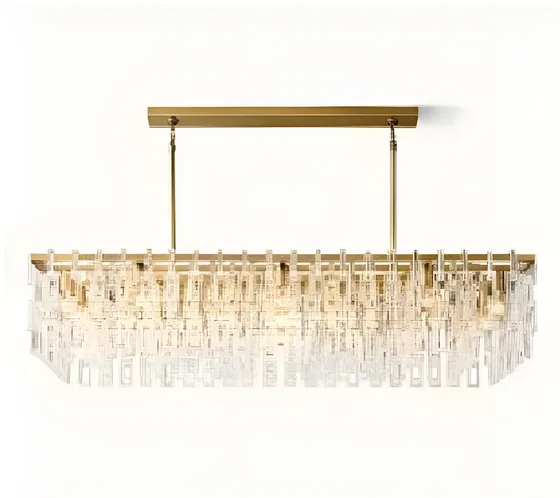 Slim linear crystal pendant, brass, fluted crystal (PD-03)