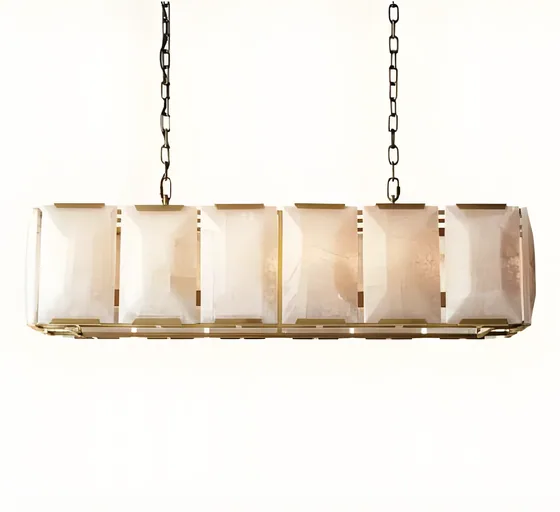Linear alabaster panel pendant, brass frame, alabaster (PD-04)