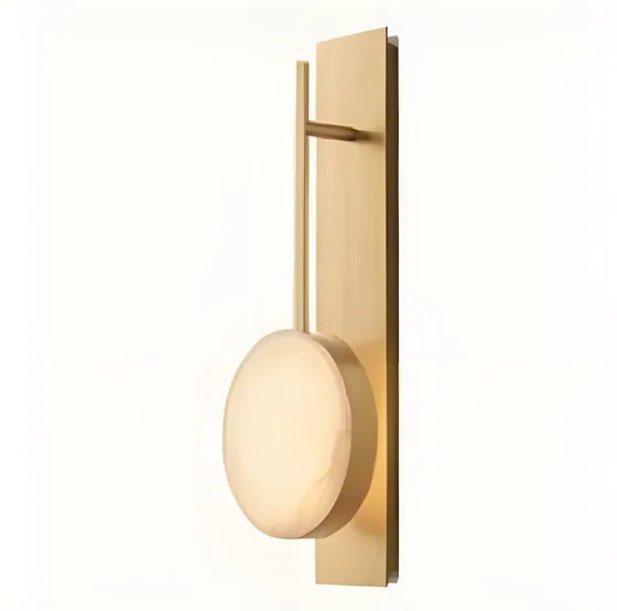 Brass and alabaster disc sconce, brass, alabaster (WL-09)