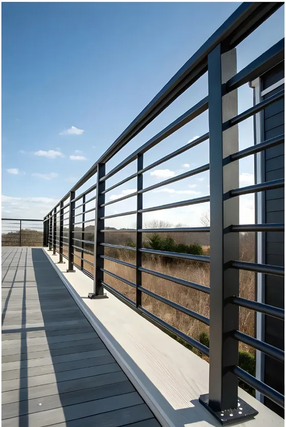 Horizontal rail guardrail, powder-coated steel, surface fixed (RL-02)