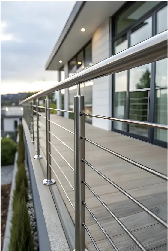 Stainless post-and-rail guardrail, 316 stainless steel, base-plate fixed (RL-03)