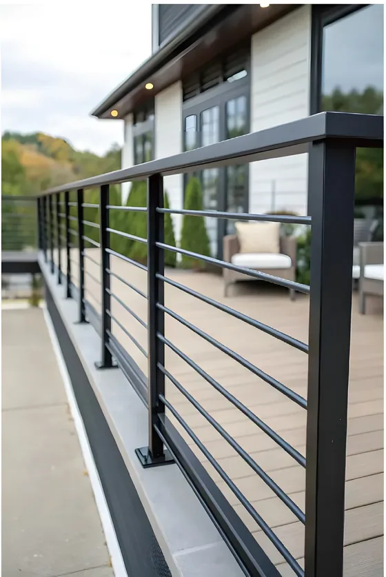 Deck-mounted horizontal guardrail, powder-coated steel, deck fixing (RL-05)