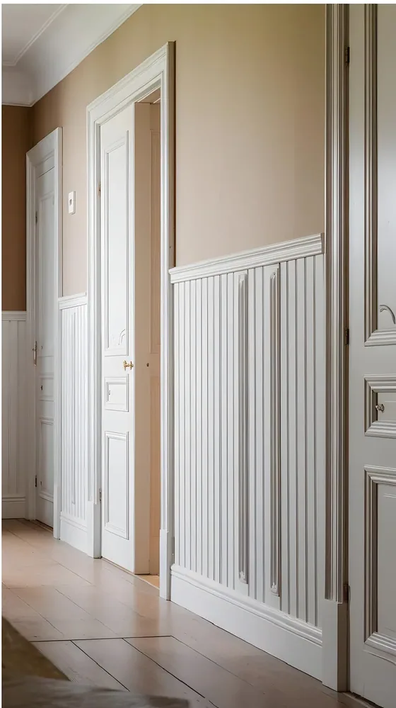 Beaded wainscoting, painted beadboard, capping rail (WP-06)