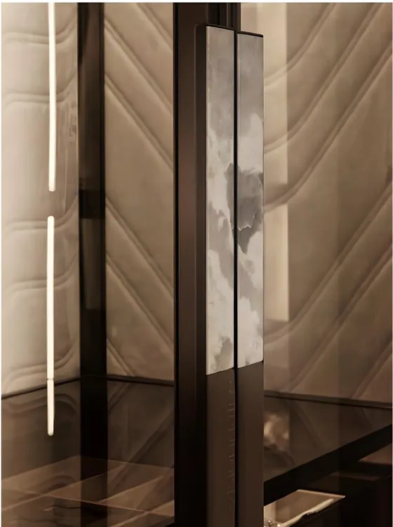 Glass door with integrated LED handle, bronzed glass, aluminium profile (WR-08)