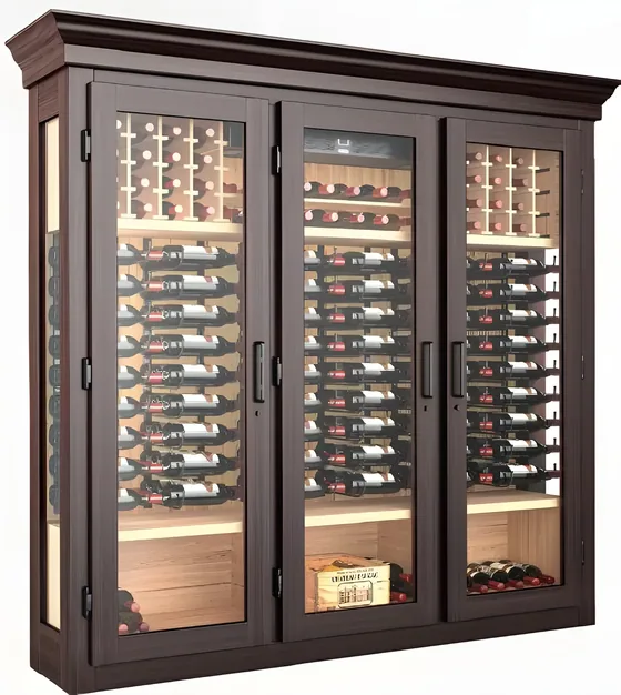 Traditional wine cabinet, mahogany, glazed doors, cornice (WN-06)