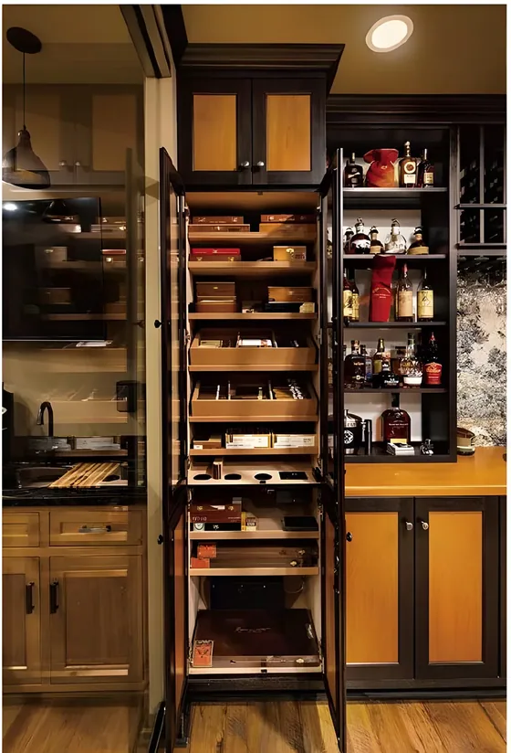 Humidor pantry with pull-out racks, cedar racks, timber carcass (CG-05)